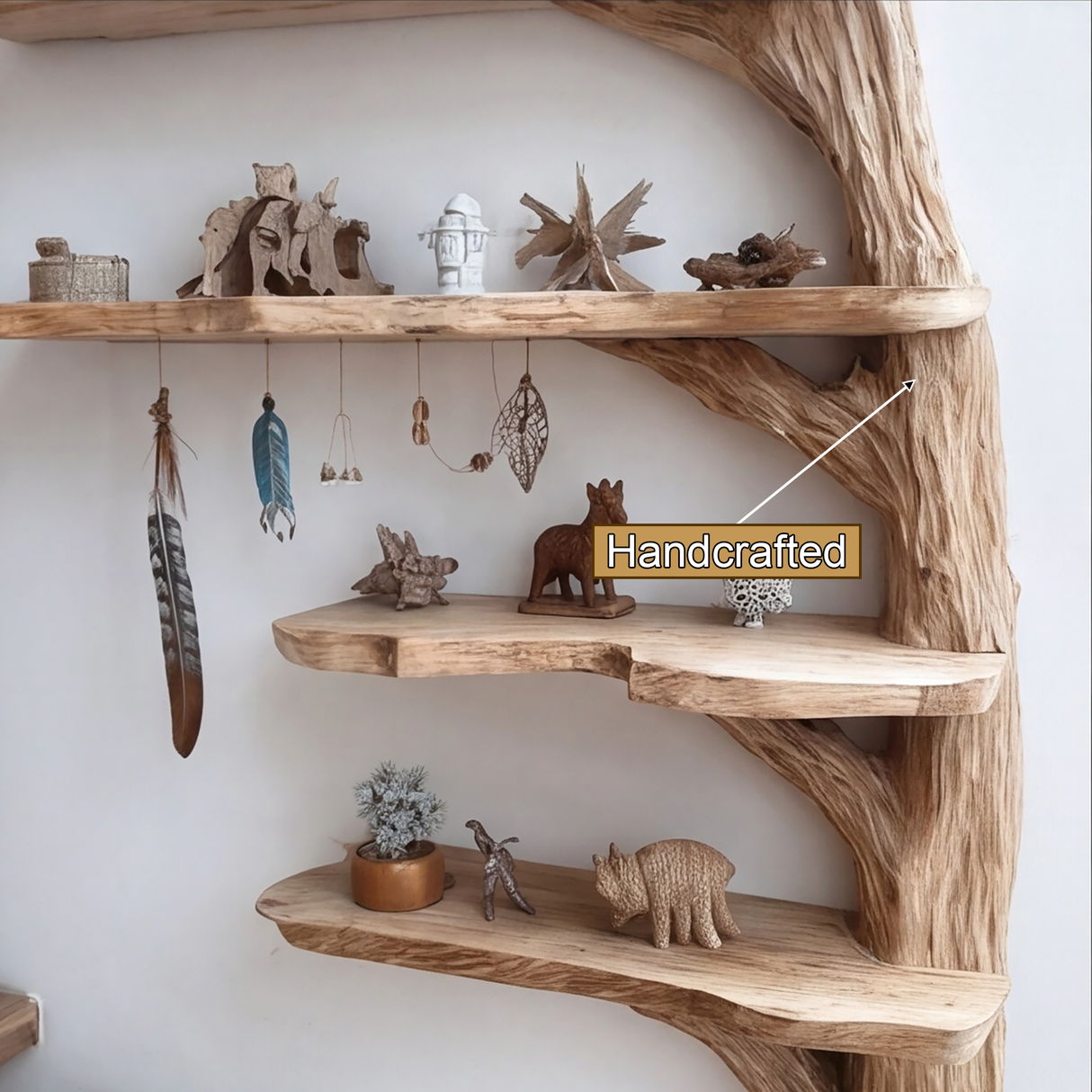 Aurelin Rooted Solid Wood Tree Bookshelf - Timberustic Tree Bookshelf