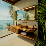 Aurelin Shore Live Edge Floating Bathroom Vanity with Drawers