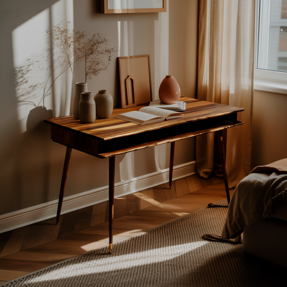 Aurelin Study Solid Wood Desk with Drawers