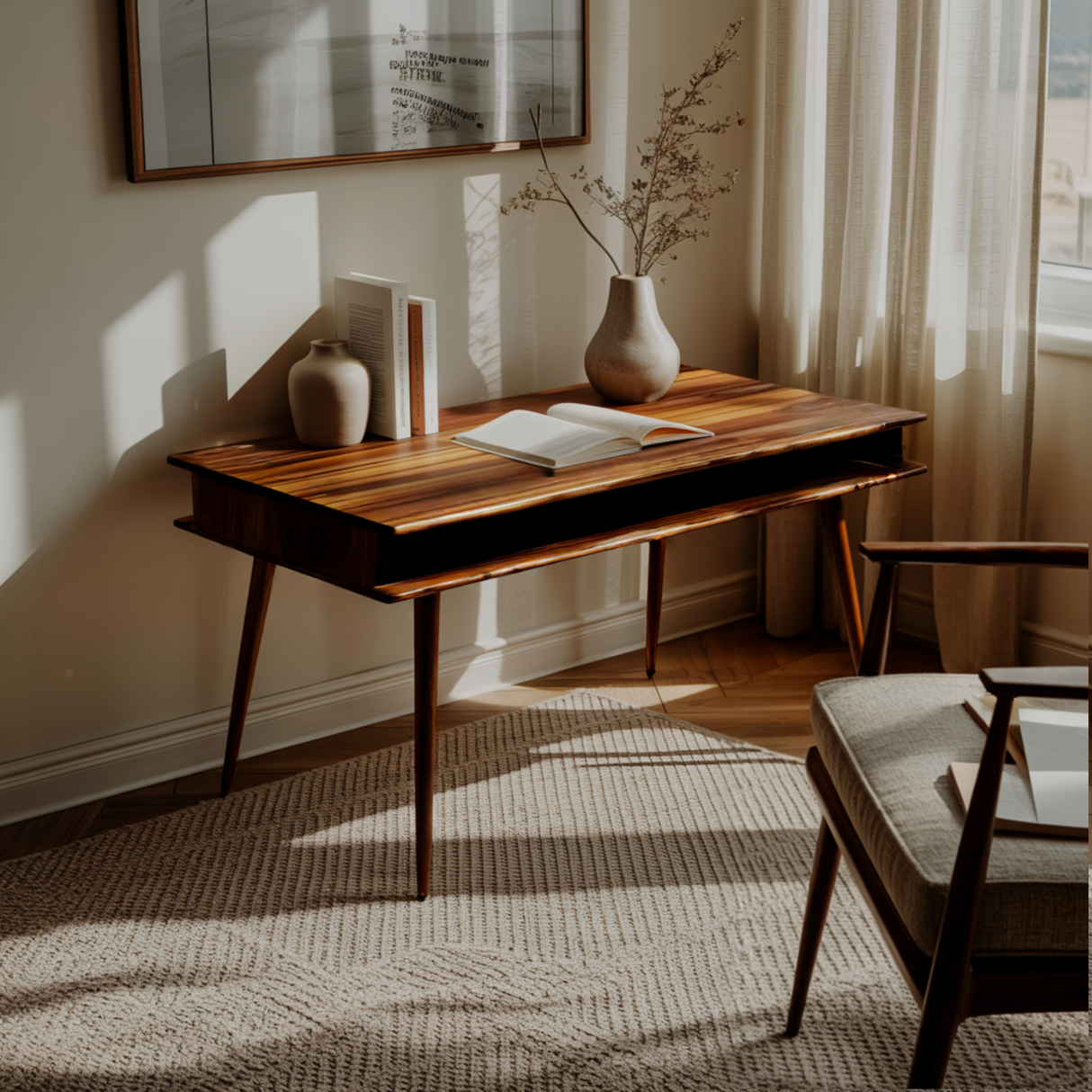 Aurelin Study Solid Wood Desk with Drawers