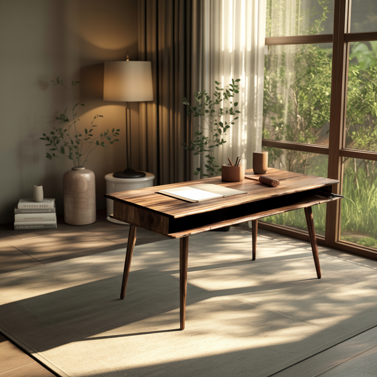 Aurelin Study Solid Wood Desk with Drawers