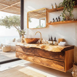 Aurelin Tide Live Edge Floating Bathroom Vanity with Drawers