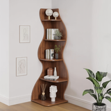 Aurelin Wave Solid Wood Corner Bookshelf