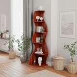 Aurelin Wave Solid Wood Corner Bookshelf
