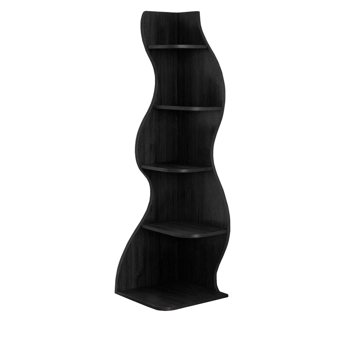 Aurelin Wave Solid Wood Corner Bookshelf