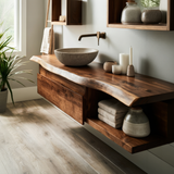 Aurelion Live Edge Solid Wood Floating Bathroom Vanity with Drawers SPA943999 - Timberustic Floating Bathroom Vanity With Drawers