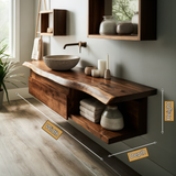 Aurelion Live Edge Solid Wood Floating Bathroom Vanity with Drawers SPA943999 - Timberustic Floating Bathroom Vanity With Drawers