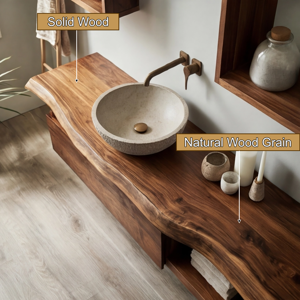 Aurelion Live Edge Solid Wood Floating Bathroom Vanity with Drawers SPA943999 - Timberustic Floating Bathroom Vanity With Drawers