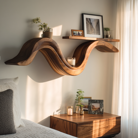 Aurelion Sculpted Solid Wood Floating Shelf  - Timberustic Floating Shelf