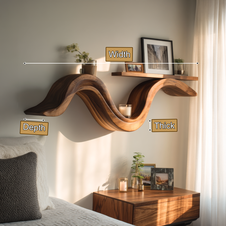 Aurelion Sculpted Solid Wood Floating Shelf SPA503694 - Timberustic Floating Shelf