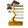 Aureliorn Sculpted Solid Wood Tree Bookshelf with Drawers Teak - Timberustic Tree Bookshelf