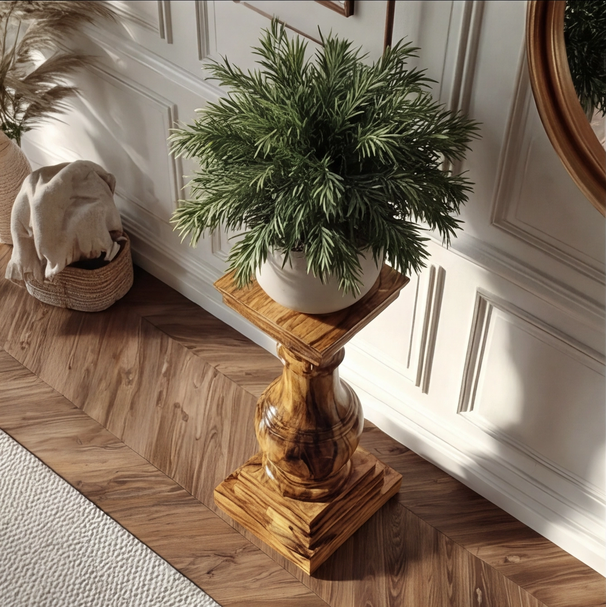 Aurelis Handcrafted Solid Wood Pedestal Stand - Timberustic Pedestal Stand