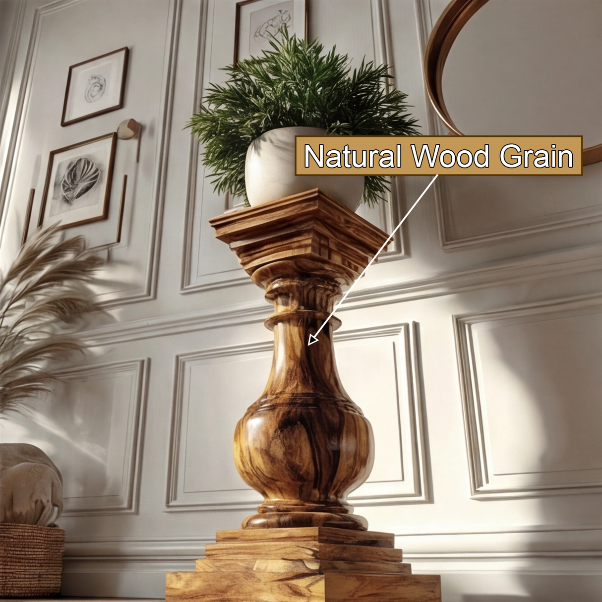 Aurelis Handcrafted Solid Wood Pedestal Stand - Timberustic Pedestal Stand