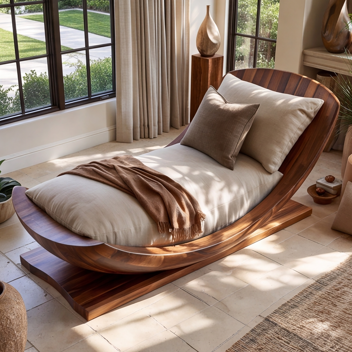 Aurelith Handcrafted Solid Wood Chaise Lounge - Timberustic Chaise Lounge