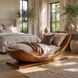 Aurelith Handcrafted Solid Wood Chaise Lounge Brown - Timberustic Chaise Lounge