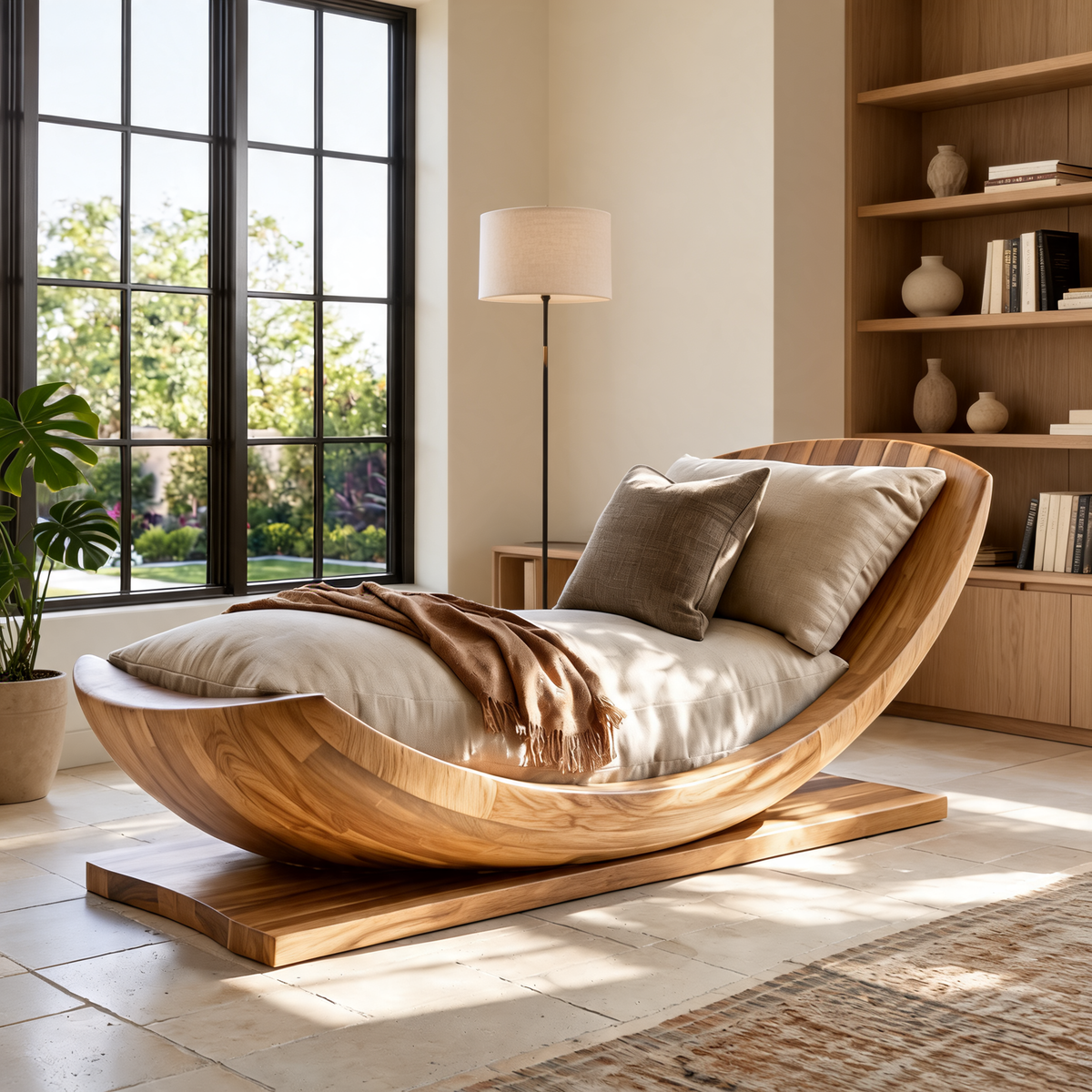 Aurelith Handcrafted Solid Wood Chaise Lounge Natural Oak - Timberustic Chaise Lounge