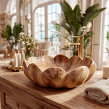 Aurelith Handcrafted Solid Wood Flower Vessel Sink - Timberustic Vessel Sinks