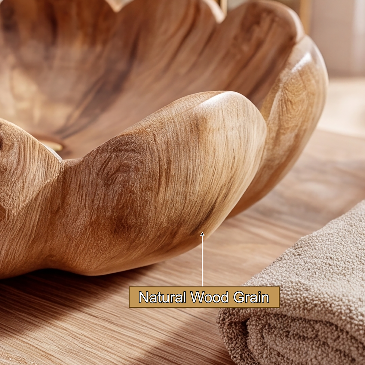 Aurelith Handcrafted Solid Wood Flower Vessel Sink - Timberustic Vessel Sinks