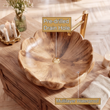 Aurelith Handcrafted Solid Wood Flower Vessel Sink - Timberustic Vessel Sinks