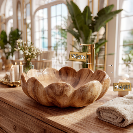 Aurelith Handcrafted Solid Wood Flower Vessel Sink - Timberustic Vessel Sinks