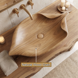 Aurelith Handcrafted Solid Wood Leaf Vessel Sink - Timberustic Vessel Sinks