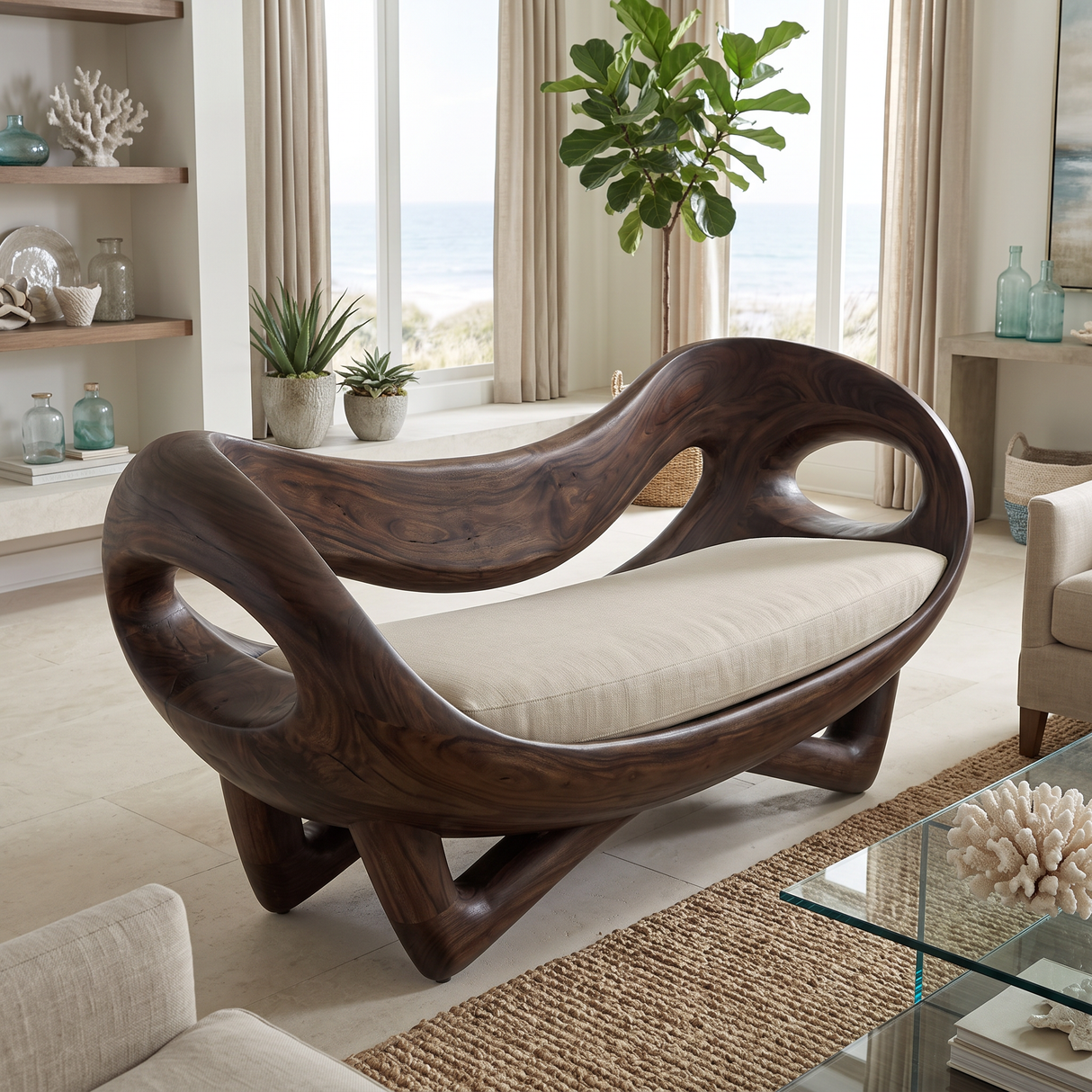 Aurelith Handcrafted Solid Wood Sofa Dark Walnut - Timberustic Sofa