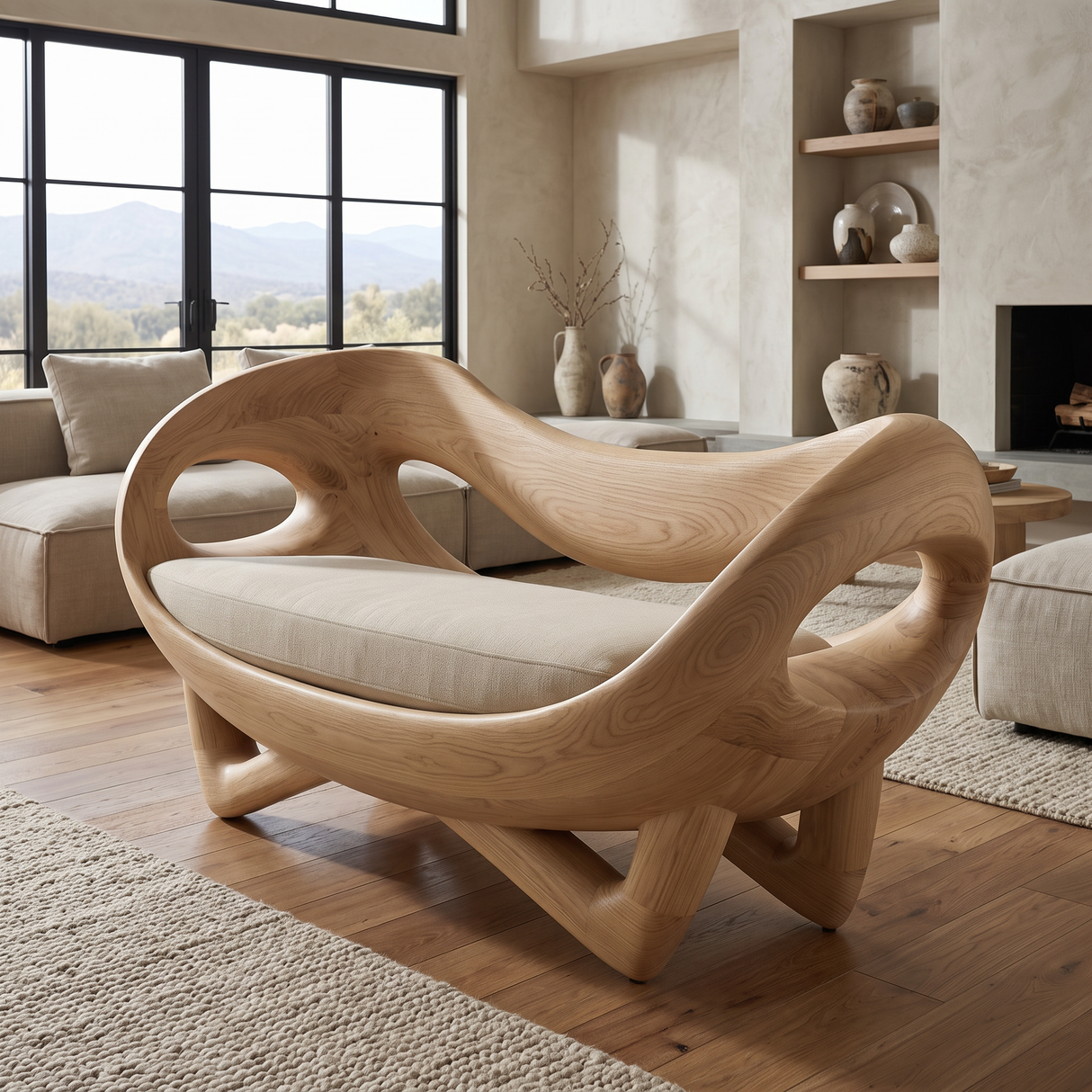 Aurelith Handcrafted Solid Wood Sofa Natural Oak - Timberustic Sofa