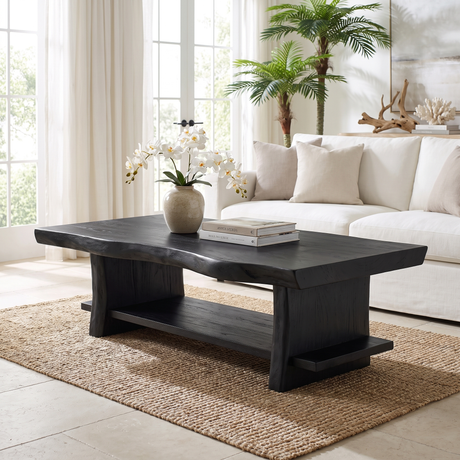 Aurelith Live Edge Solid Wood Coffee Table Black - Timberustic Coffee Table