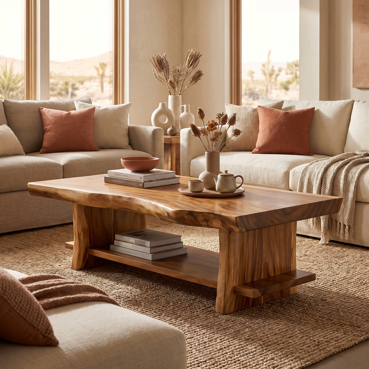 Aurelith Live Edge Solid Wood Coffee Table Brown - Timberustic Coffee Table