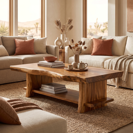 Aurelith Live Edge Solid Wood Coffee Table Brown - Timberustic Coffee Table