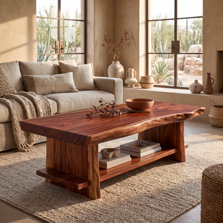 Aurelith Live Edge Solid Wood Coffee Table Mahogany - Timberustic Coffee Table
