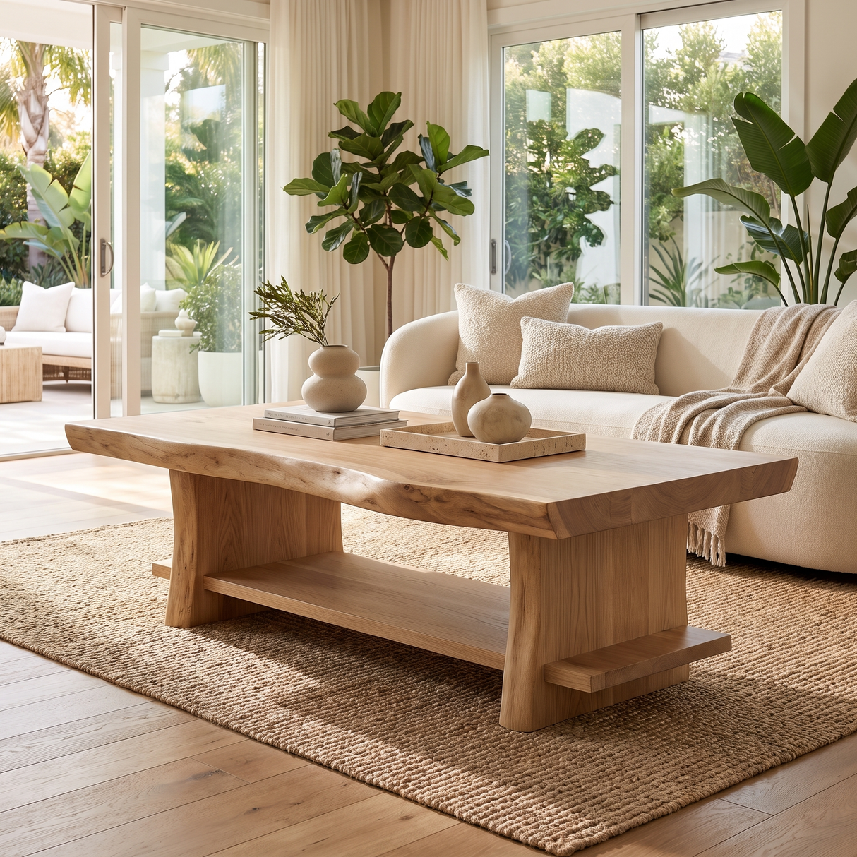 Aurelith Live Edge Solid Wood Coffee Table Natural Oak - Timberustic Coffee Table