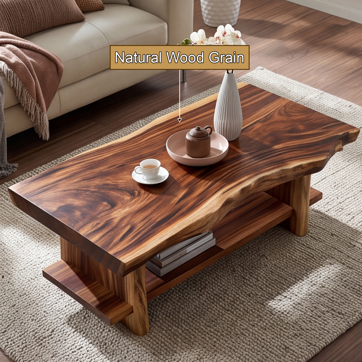 Aurelith Live Edge Solid Wood Coffee Table - Timberustic Coffee Table