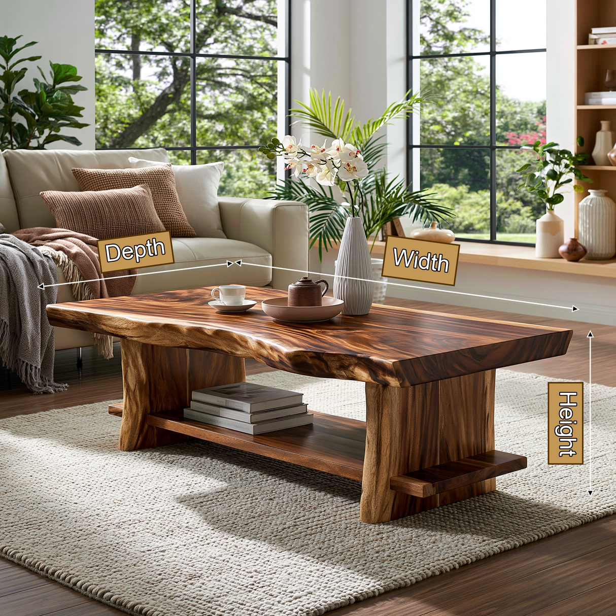 Aurelith Live Edge Solid Wood Coffee Table - Timberustic Coffee Table