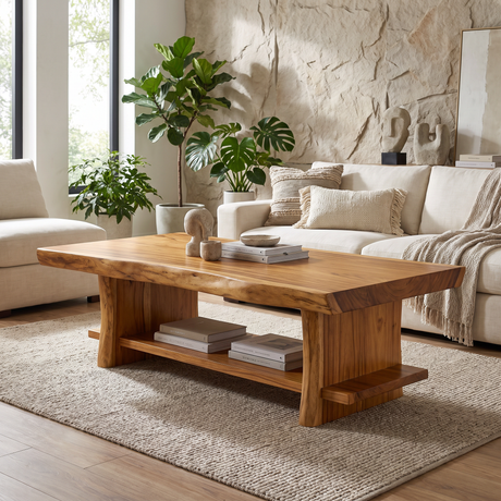 Aurelith Live Edge Solid Wood Coffee Table Teak - Timberustic Coffee Table