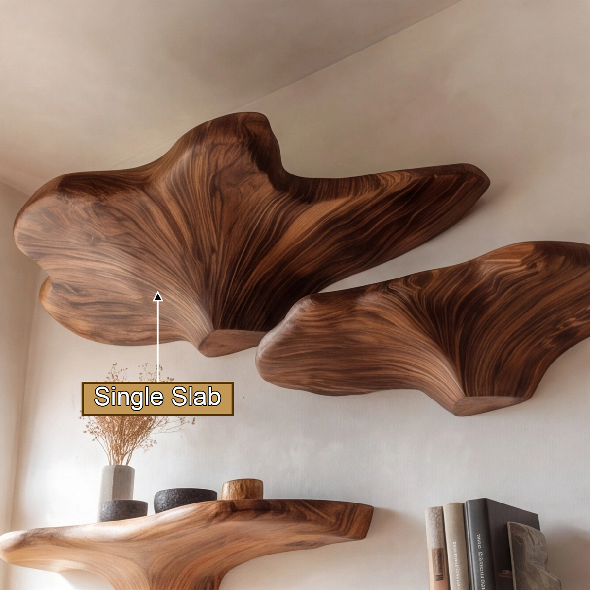 Aurelith Live Edge Solid Wood Mushroom Floating Shelf SPA945958 - Timberustic Floating Shelf