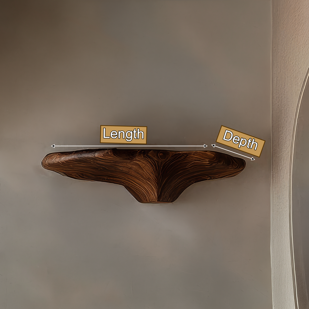 Aurelith Live Edge Solid Wood Mushroom Floating Shelf SPA945958 - Timberustic Floating Shelf