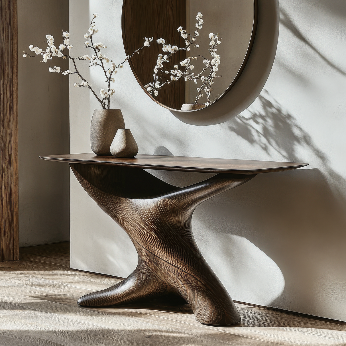 Aurelith Sculpted Solid Wood Console Table - Timberustic Console Table