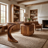 Aurelith Sculpted Solid Wood Desk with Drawers Brown - Timberustic Desk With Drawers