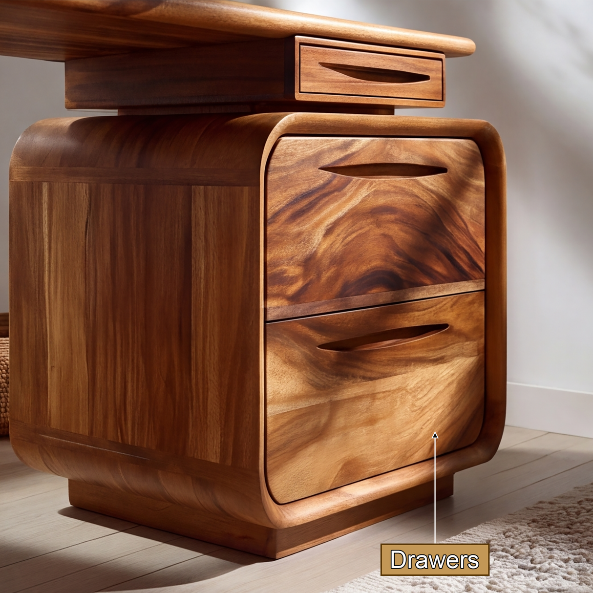 Aurelith Sculpted Solid Wood Desk with Drawers - Timberustic Desk With Drawers