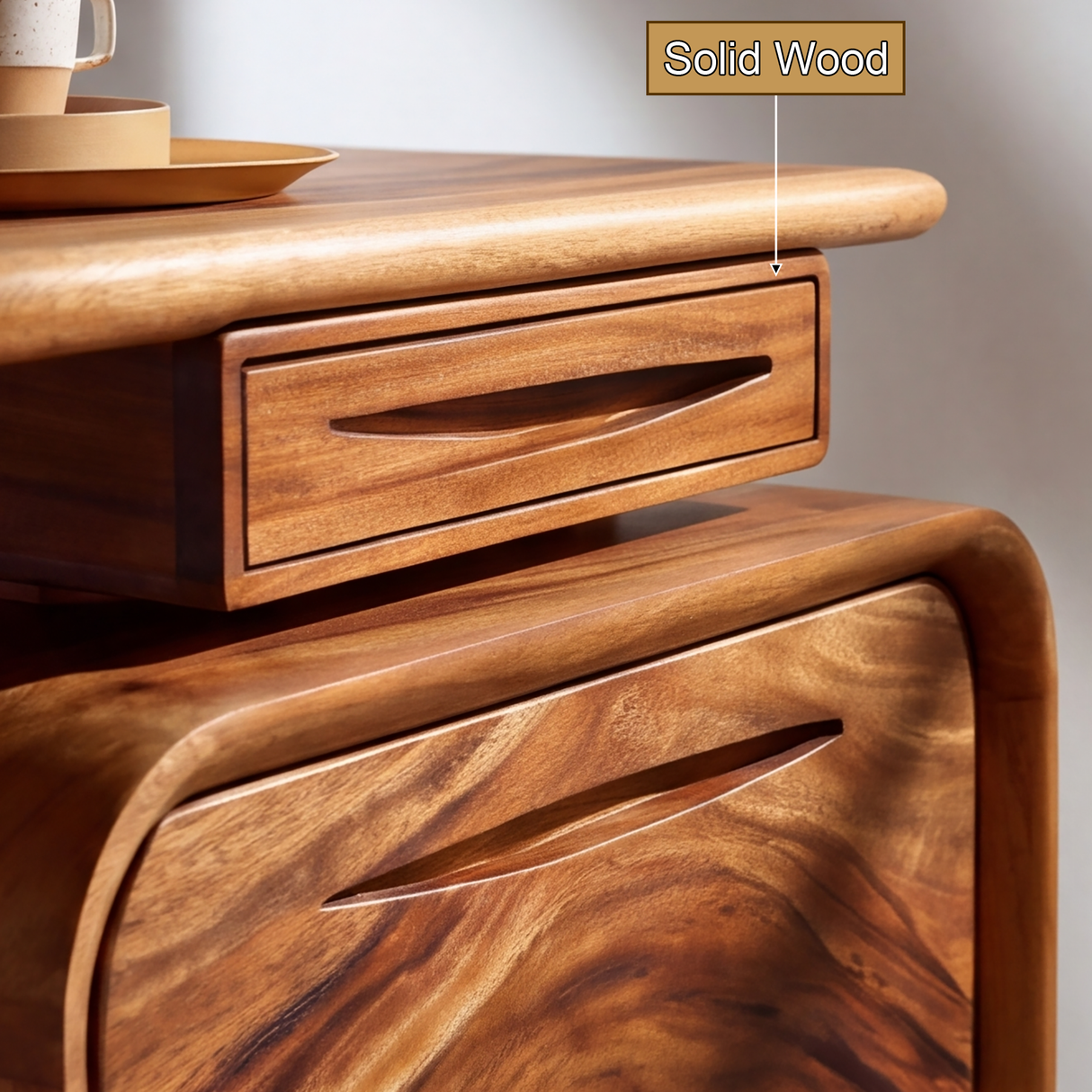 Aurelith Sculpted Solid Wood Desk with Drawers - Timberustic Desk With Drawers