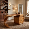 Aurelith Sculpted Solid Wood Desk with Drawers Teak - Timberustic Desk With Drawers