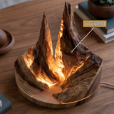 Aurelith Sculpted Solid Wood Mountain Table Lamp