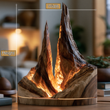 Aurelith Sculpted Solid Wood Mountain Table Lamp