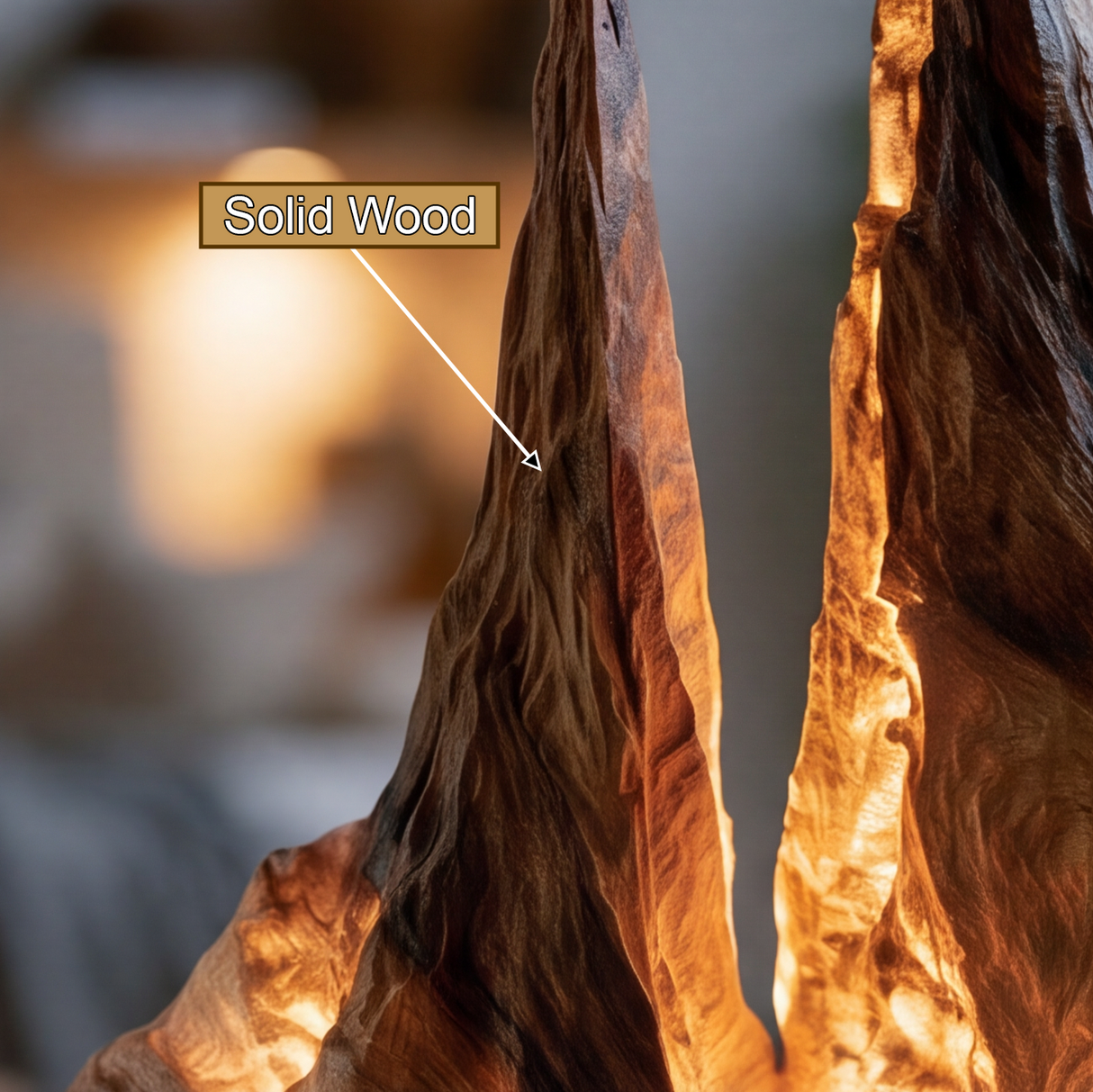 Aurelith Sculpted Solid Wood Mountain Table Lamp