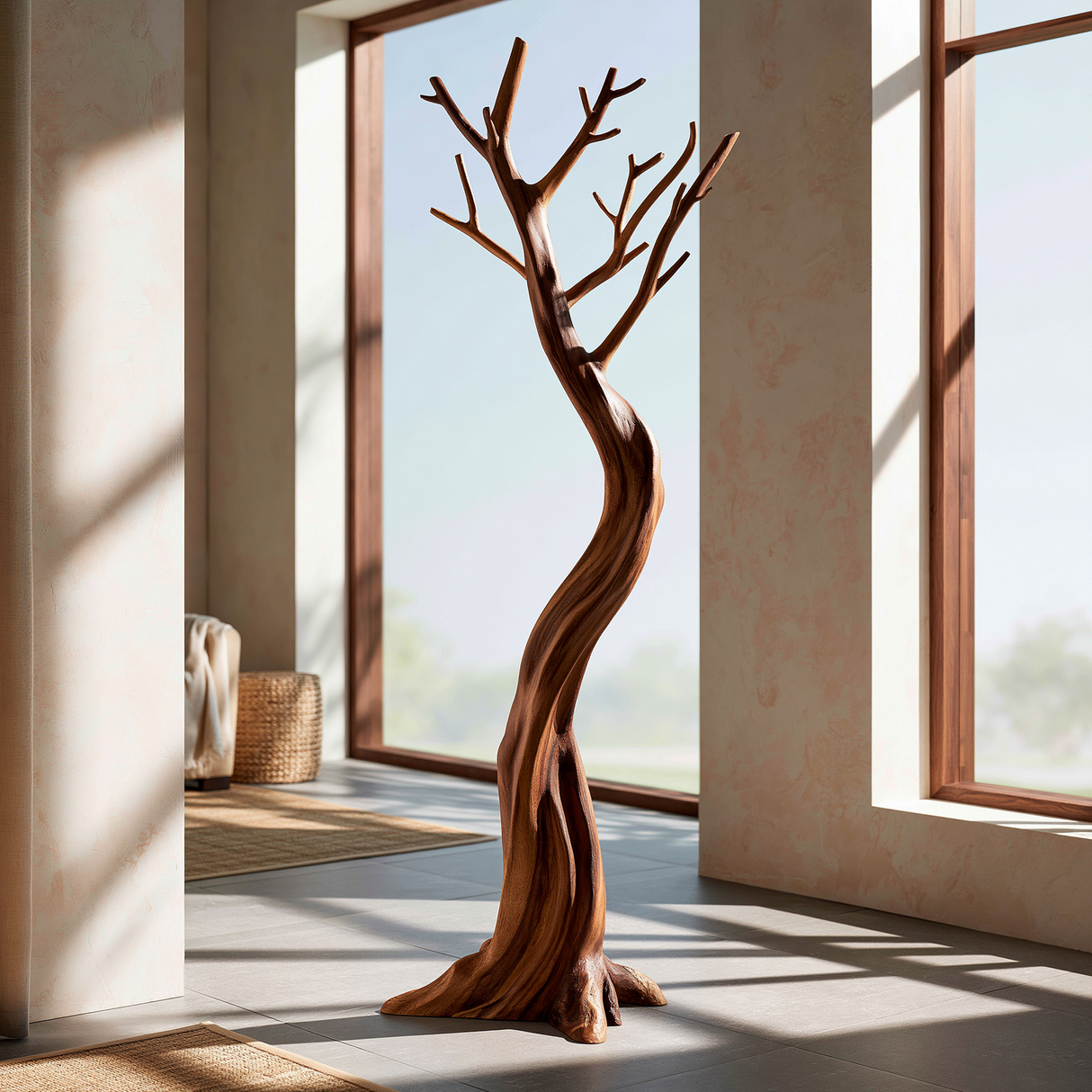 Aurelith Sculpted Solid Wood Tree Coat Rack - Timberustic Tree Coat Rack