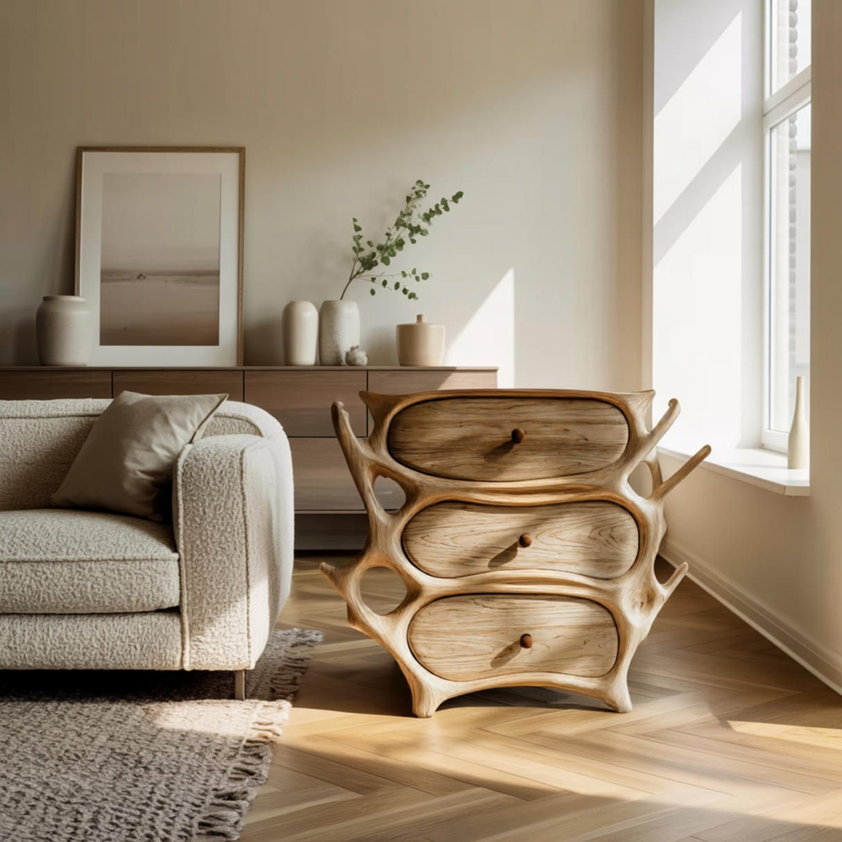 Aurelius Sculpted Solid Wood Sideboard Cabinet