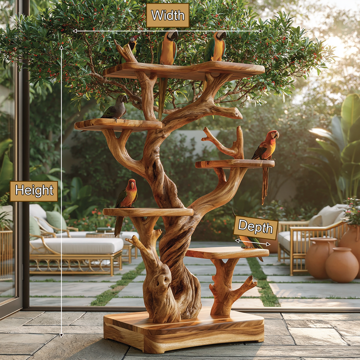 Aurellan Handcrafted Tree Branch Parrot Stand SPA324650 - Timberustic Tree Branch Parrot Stand