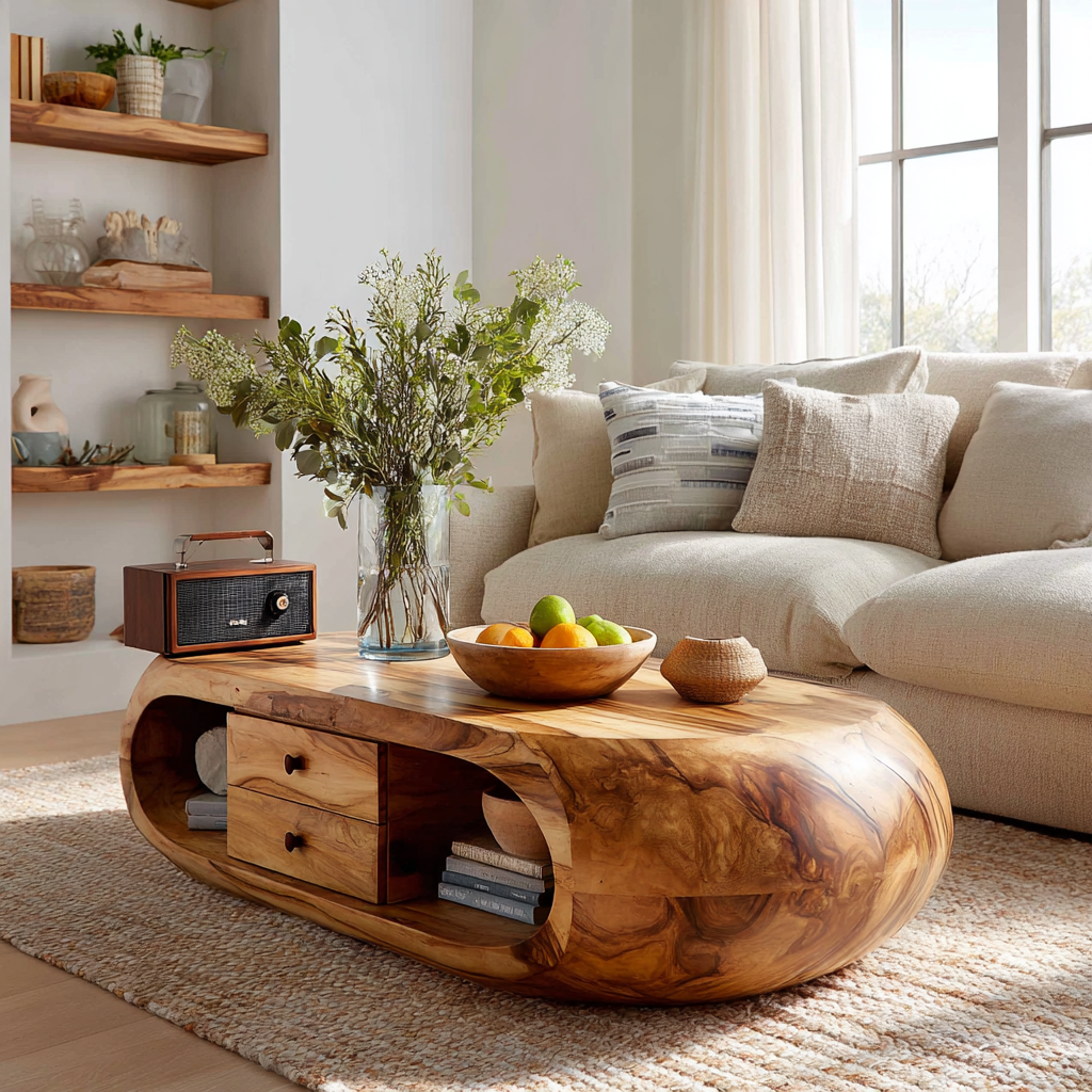 Aurellis Sculpted Solid Wood Coffee Table - Timberustic Coffee Table