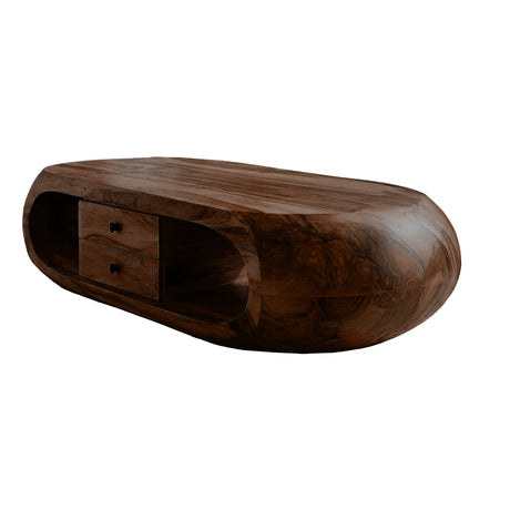 Aurellis Sculpted Solid Wood Coffee Table Dark Walnut - Timberustic Coffee Table